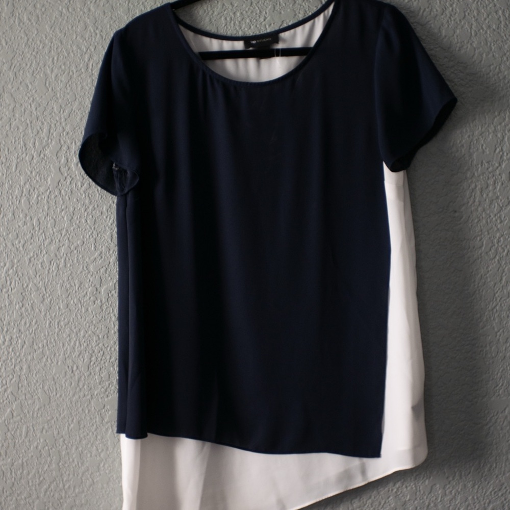 AB Studio Navy and White Blouse